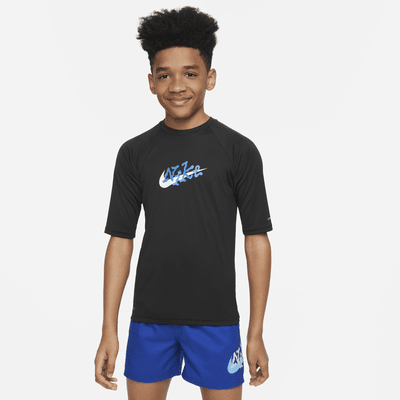 Camiseta Hydroguard de manga corta para niño talla grande Nike Swim Scribble