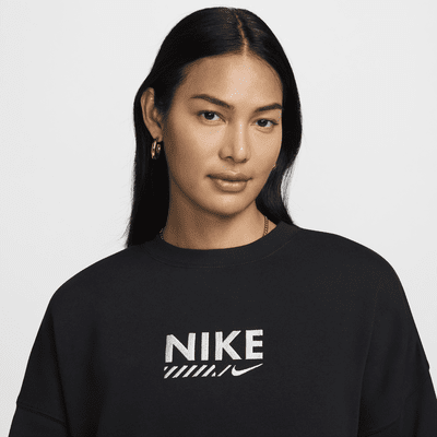 Oversized Nike Sportswear-sweatshirt i fleece med rund hals til kvinder