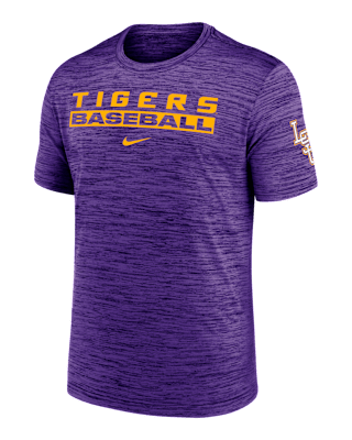 Мужская футболка LSU Tigers Velocity Baseball Wordmark Stack Nike Dri-FIT College