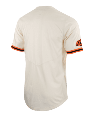 Men's Nike White/Black Oklahoma State Cowboys Pinstripe Replica Full-Button Baseball  Jersey