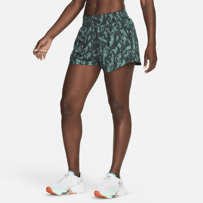 Shorts Dri-FIT estampados de tiro alto de 8 cm con forro de ropa interior para mujer Nike One