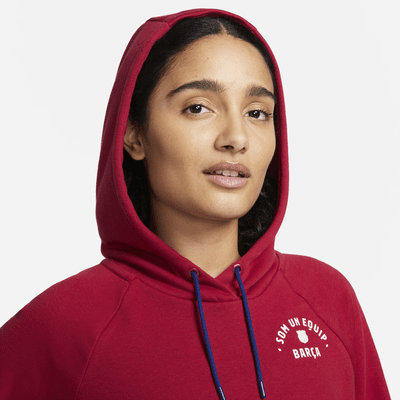 Sudadera con gorro sin cierre de tejido Fleece para mujer Nike FC Barcelona Essential