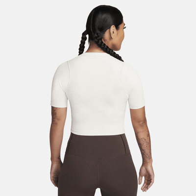 Nike Zenvy Rib Dri-FIT Crop Top mit kurzen Ärmeln für Damen