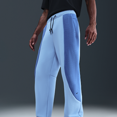 Calças de lã cardada com bainha aberta e bloco de cor Nike Tech para homem