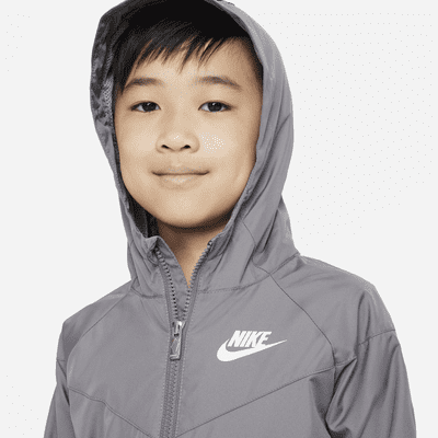 Chamarra con cierre completo para niños talla pequeña Nike Sportswear Windrunner