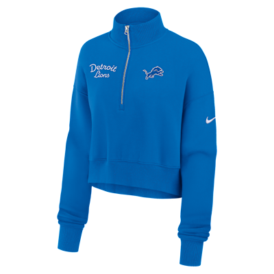 Detroit Lions Phoenix Women's Nike NFL Cropped 1/4-Zip Crew