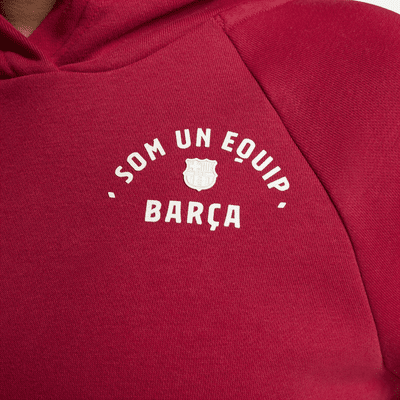 Sudadera con gorro sin cierre de tejido Fleece para mujer Nike FC Barcelona Essential