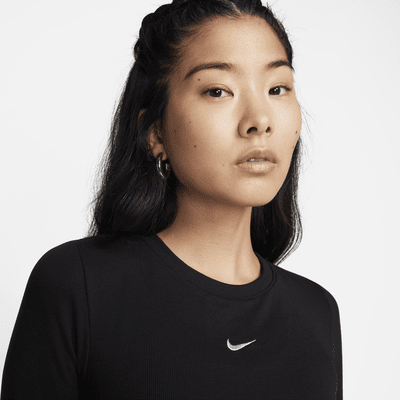Nike Sportswear Women's Ribbed Long-Sleeve Mod Crop Top. Nike JP