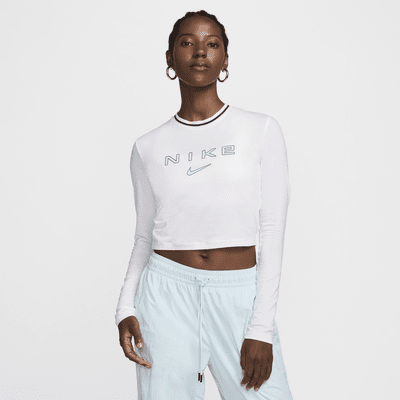 Playera de manga larga con gráfico cropped y entallada para mujer Nike Sportswear Chill Knit