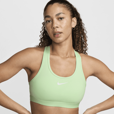 Nike Training Dri-FIT large logo medium support sports bra in