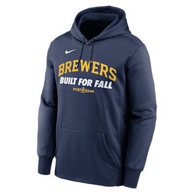 Sudadera con gorro sin cierre Nike Therma de la MLB para hombre Milwaukee Brewers 2025 Postseason Authentic Collection