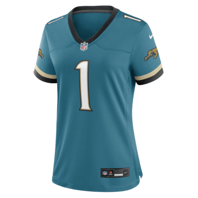 Jersey de fútbol para el día del partido de la NFL Nike para mujer Travis Etienne Jr. Jacksonville Jaguars