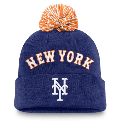 Gorro con dobladillo y pompón Nike de la MLB para hombre New York Mets Peak