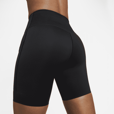 Shorts da ciclista 20 cm a vita alta con tasche e sostegno elevato Nike Go – Donna