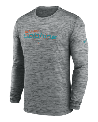 Men's Nike Aqua Miami Dolphins Lightweight Performance Hooded Long Sleeve T-Shirt Size: Small