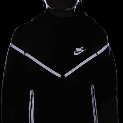 Felpa con cappuccio e zip a tutta lunghezza dal design rifrangente Nike Sportswear Tech Fleece – Ragazzo/a