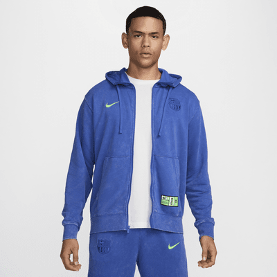 Felpa in French Terry con cappuccio e zip a tutta lunghezza Nike Football FC Barcelona Club da uomo – Terza