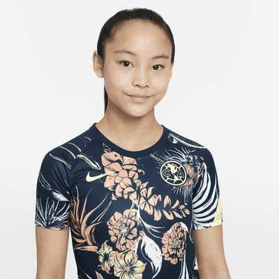 Playera de fútbol para antes del partido Nike Dri-FIT para niños talla grande Club América