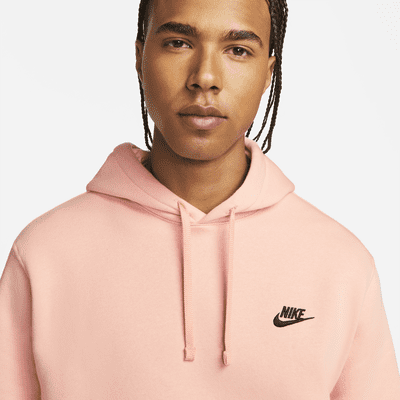 nike club pullover hoodie pink