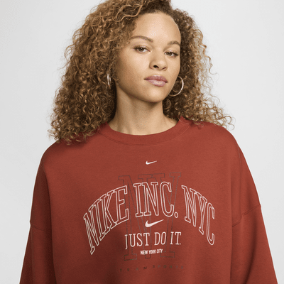 Sudadera de cuello redondo estampada extra oversized para mujer Nike Sportswear Phoenix Fleece