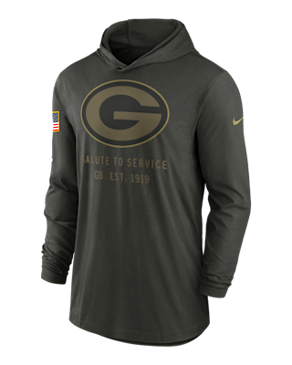 Мужские  Green Bay Packers Salute to Service Sideline Men’s Nike Dri-FIT NFL Long-Sleeve Hooded Top