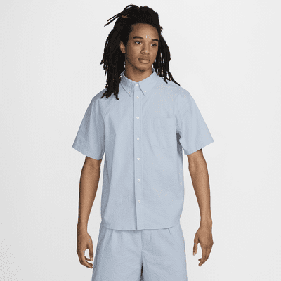 Camicia a bottoni in seersucker a manica corta Nike Life – Uomo