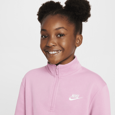 Sudadera de tejido Fleece de medio cierre para niña talla grande Nike Sportswear Club