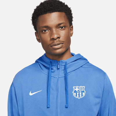 Sudadera con gorro y cierre completo de French Terry para hombre FC Barcelona