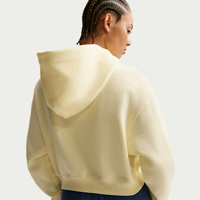 Sudadera con gorro Nike Sportswear oversized cropped Henley de tejido Fleece para mujer Phoenix