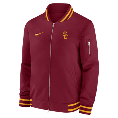 Chamarra bomber universitaria Nike con cierre completo para hombre USC Trojans Sideline