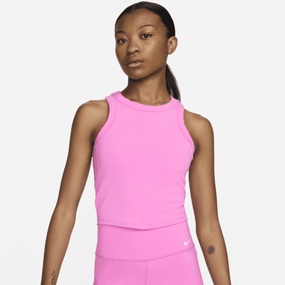 Nike Training One Dri-FIT glitter printed cropped vest in pink