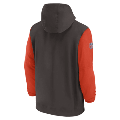 Cleveland Browns Sideline Pre-Game Player Men's Nike NFL 1/2-Zip Hooded Jacket