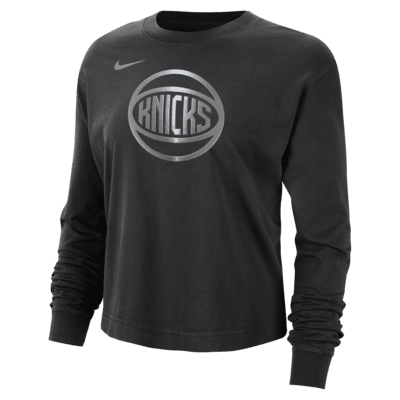 New York Knicks Courtside Women's Nike NBA Shine Boxy Long-Sleeve T-Shirt