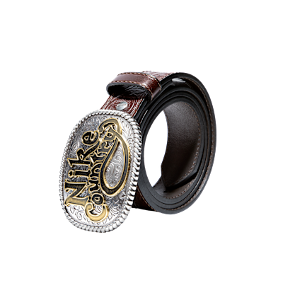 Cinturón de cuero en relieve de hebilla de placa para hombre Nike Country