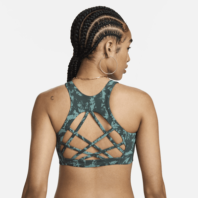 Bra deportivo estampado de media sujeción con forro ligero para mujer Nike One Strappy Back