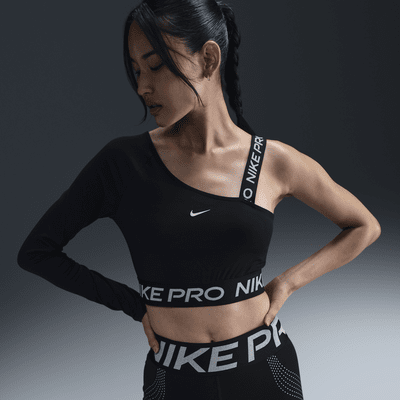 Dámský zkrácený asymetrický top Nike Pro Shine Dri-FIT