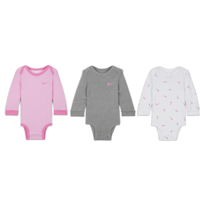 Bodys de manga larga (paquete de 3) para bebé (de 0 a 9 meses) Nike Baby Essentials