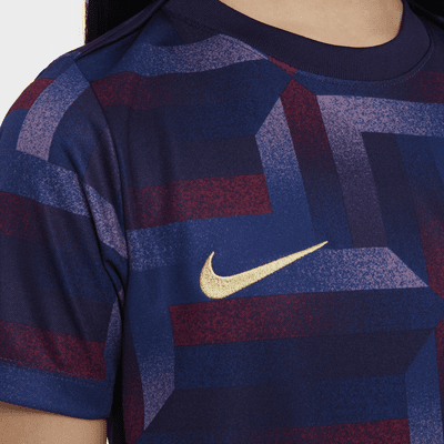 İngiltere Academy Pro Nike Dri-FIT Maç Öncesi Kısa Kollu Genç Çocuk Futbol Üstü