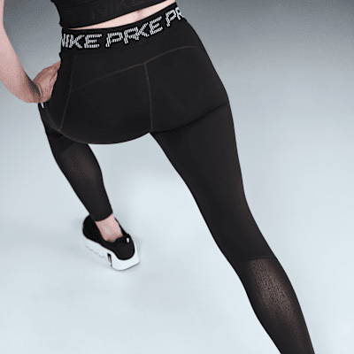 Nike Pro Women's Mid-Rise 7/8 Mesh-Panel Graphic Leggings