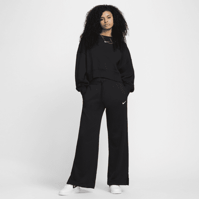 Nike Sportswear Phoenix Fleece Pants de entrenamiento de French Terry de tiro alto y de pierna ancha para mujer
