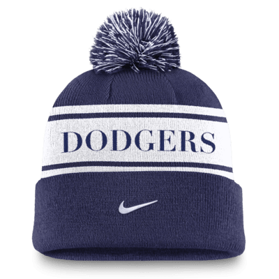 Los Angeles Dodgers Team Stripe Peak Men's Nike MLB Cuffed Pom Beanie