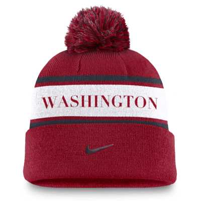 Gorro Nike de la MLB con dobladillo y pompón para hombre Washington Nationals Team Stripe Peak