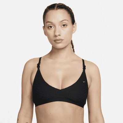 Prenda superior de traje de baño tipo bikini con cuello en V para mujer Nike