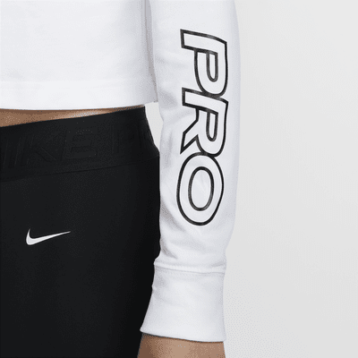 เสื้อยืดเอวลอยแขนยาว Dri-FIT ผู้หญิง Nike Pro