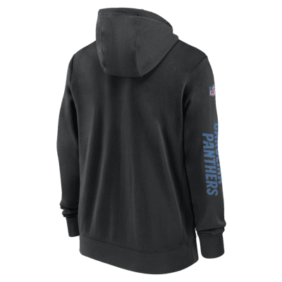 Sudadera con gorro de cierre completo Nike para hombre Carolina Panthers Sideline Team Issue Club