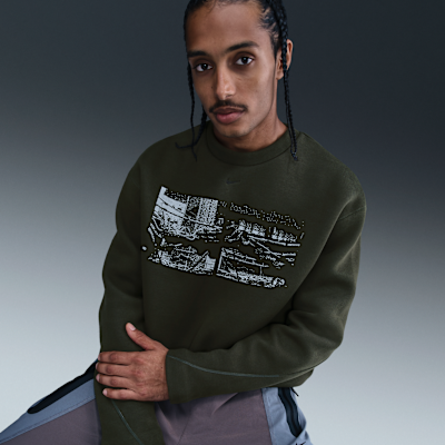 Sudadera de cuello redondo de tejido Fleece con detalles reflejantes para hombre Nike Tech