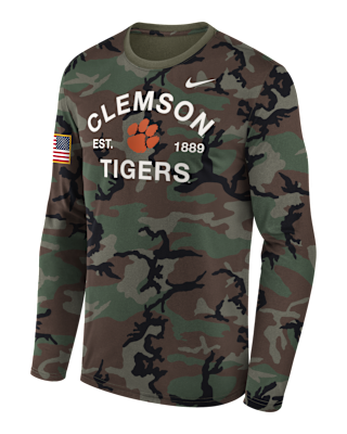 Мужская футболка Clemson 2025 Military Appreciation Legend Nike Dri-FIT College Long-Sleeve