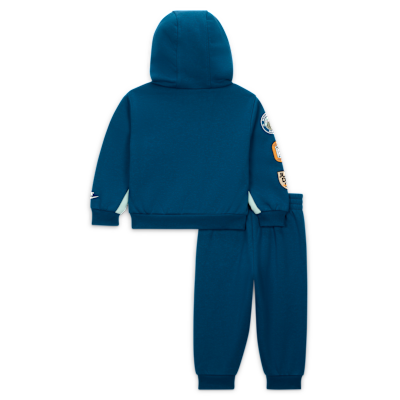 Conjunto de sudadera con gorro sin cierre y joggers de tejido Fleece para bebé (12-24 meses) Nike