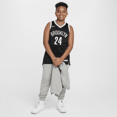 Brooklyn Nets Icon Edition 2021/22 Nike NBA Swingman-trøje til større børn