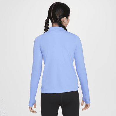 Nike Dri-FIT top met halflange rits en lange mouwen voor meisjes